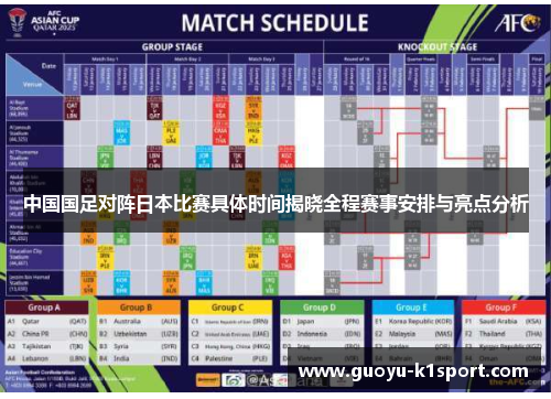 中国国足对阵日本比赛具体时间揭晓全程赛事安排与亮点分析